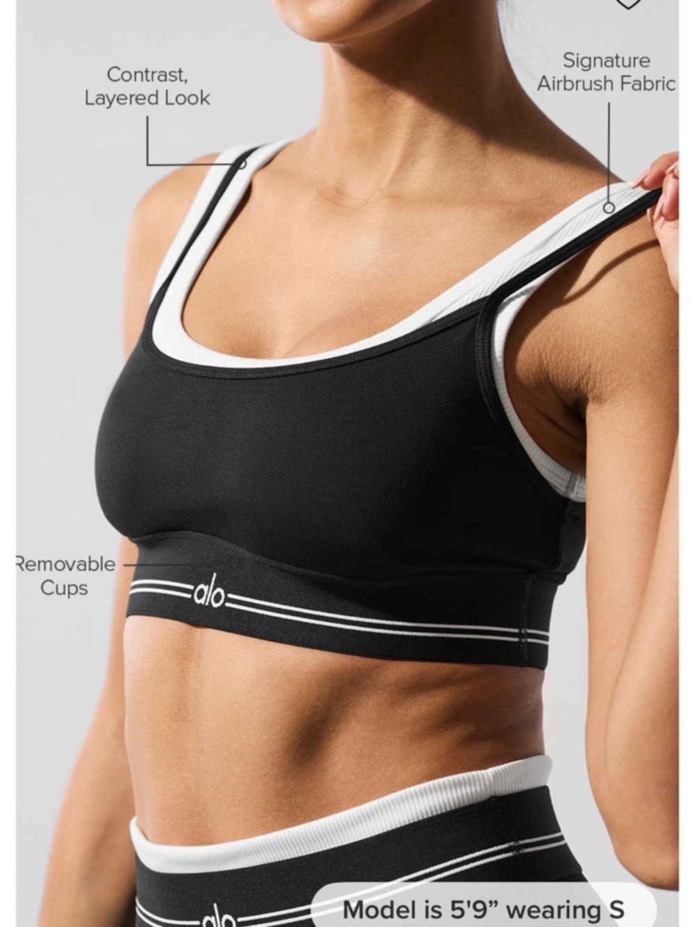 Alo Air Brush Better Together Bra - Black/White